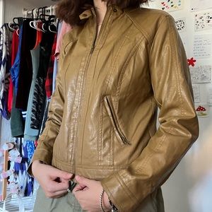 tan leather jacket